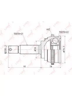 ШРУС наруж. Accent 22X50X25 Lynx c ABS CO3607A HYUNDAI