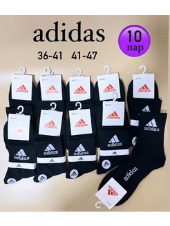 Носки мужские adidas черные средней длины спортивные 10-пар 272439116 купить за 651 ₽ в интернет-магазине Wildberries