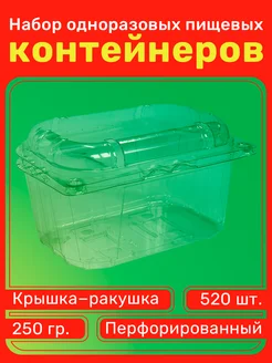 Контейнер с крышкой ракушка ПЭТ с перфорацией 250гр (520шт)