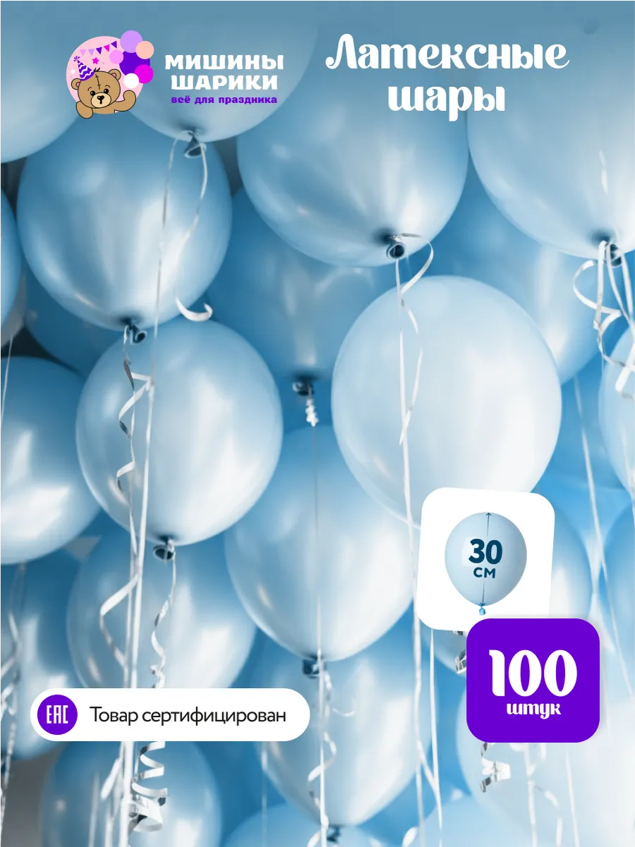 Шарики воздушные набор для праздника 100 шт
