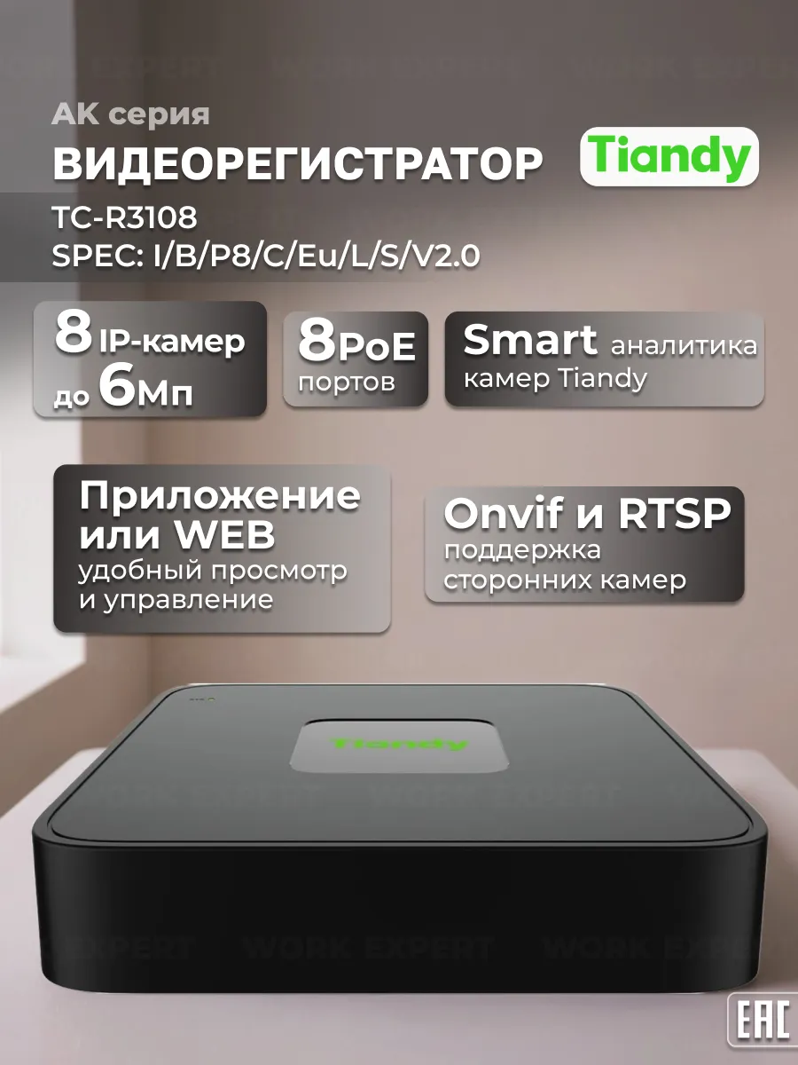 Видеорегистратор 8-канальный TC-R3108 I B P8 C Eu L S V2.0