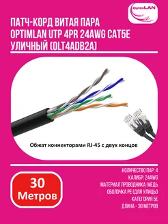 Патч-корд 30 м. Интернет кабель LAN UTP 5e RJ-45