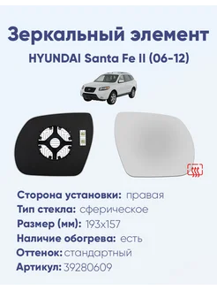 Зеркало HYUNDAI Santa Fe II (06-12) 39280609