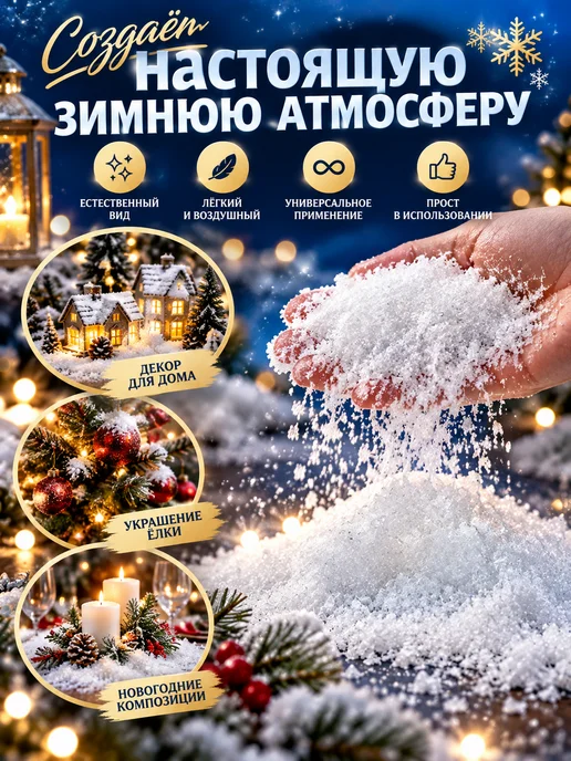 DAVzone Снег искусственный для поделок и декора 50гр, 50 г, фото 2