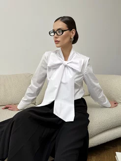 Блузка с бантом хлопковая YouMeed 272663171 купить за 1 786 ₽ в интернет-магазине Wildberries