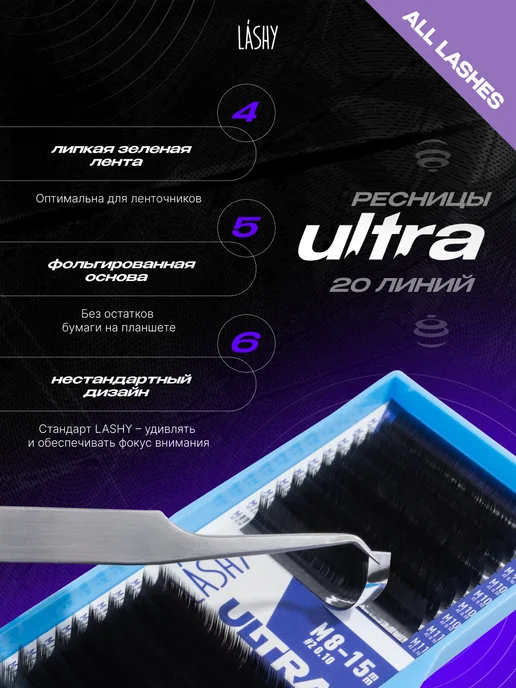 LASHY Ресницы для наращивания черные Ultra Ультра B 0.07 6-13 мм, черный, фото 4
