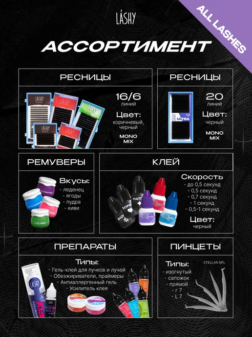 LASHY Ресницы для наращивания черные Ultra Ультра B 0.07 8-15 мм, черный, фото 7