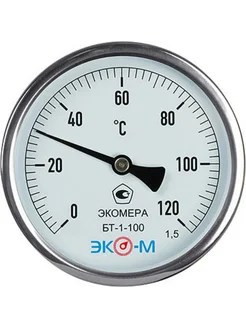 Термометр биметаллический ЭКОМЕРА БТ-1-100, 0-120C, L=