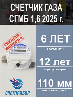 Счетчик газа малогабаритный бытовой СГМБ-1,6 2025 г