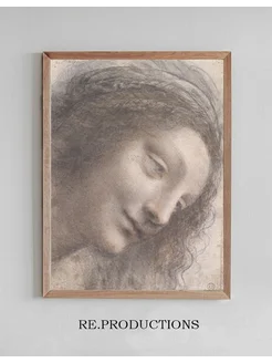 Постер The Head of the Virgin in - Leonardo da Vinci