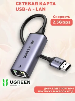 Сетевая карта USB-A 3.0 - RJ45 Lan 2.5G Ugreen 273013682 купить за 2 220 ₽ в интернет-магазине Wildberries