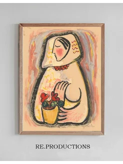 Постер Girl with a basket of flowers - Mikuláš Galanda