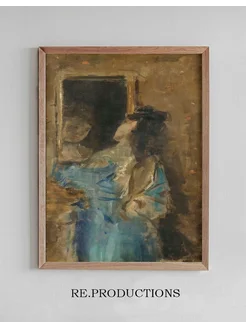 Постер Girl in blue looking in a mirror - Alfred Stevens