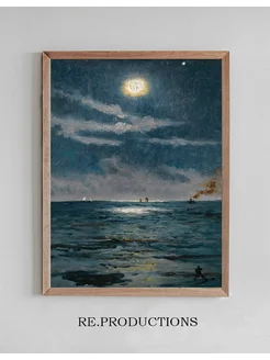 Постер A Calm Moonlit Marine Scene - Alfred Stevens