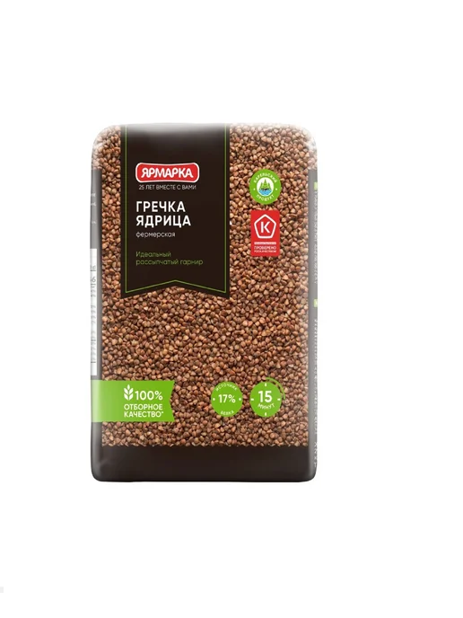 ярмарка Гречка ядрица фермерская 700 г, 4 уп, 700 г, в упаковке 2,9 кг, фото 2