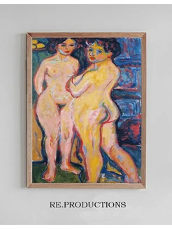 Постер Nudes Standing by Stove - Ernst Ludwig Kirchner