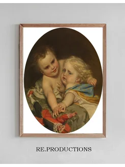 Постер Two Children Playing Around - Jozef Van Lerius