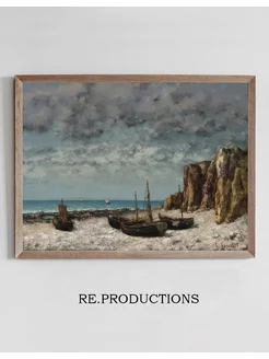 Постер Boats on a Beach,Etretat - Gustave Courbet