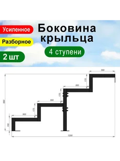 Крыльцо к дому 4 ступени - Боковина 2 шт