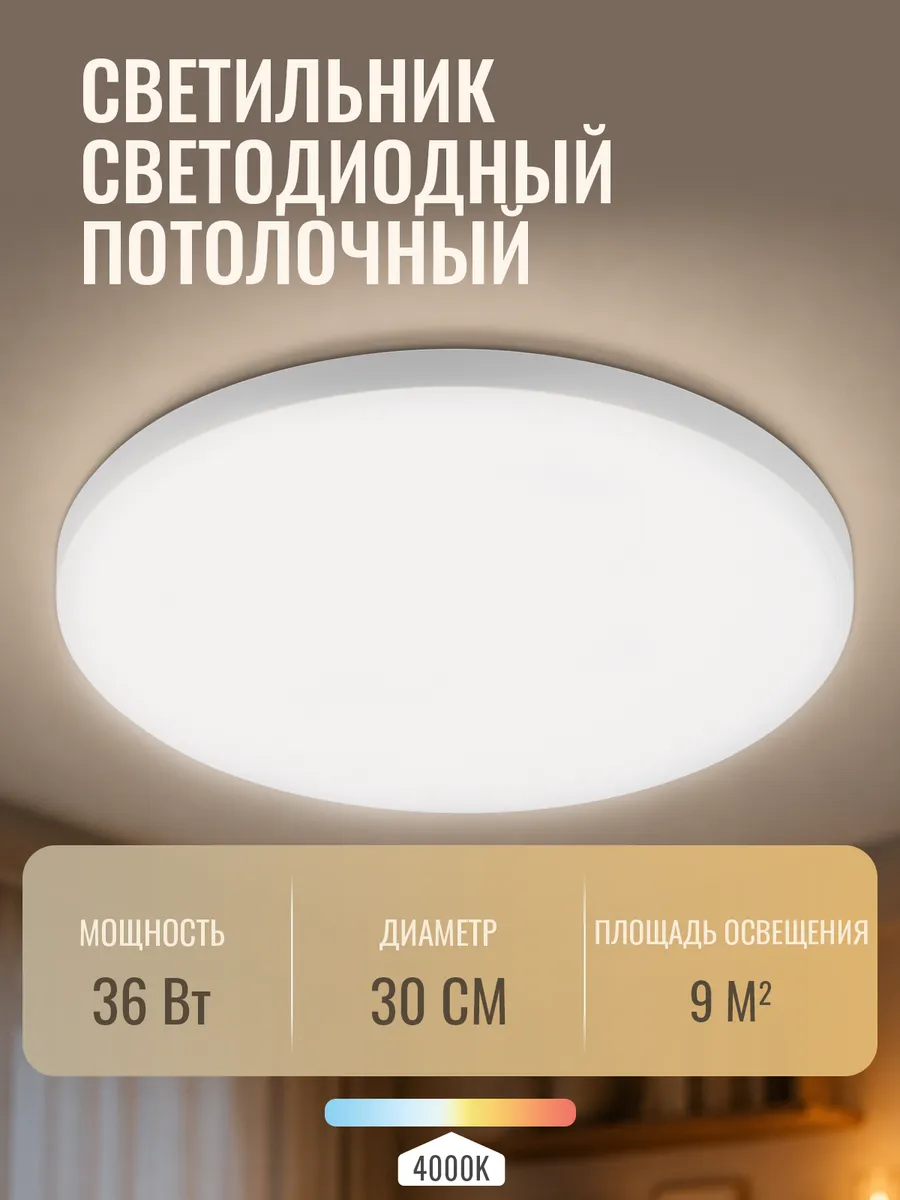 Светильник люстра потолочный светодиодный круглый 36W 4000K