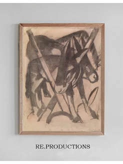 Постер Two Donkeys - Franz Marc