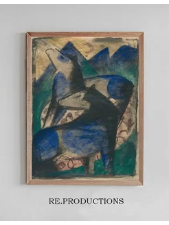 Постер Two Blue Horses - Franz Marc