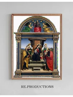 Постер Madonna and Child Enthroned with Saints - Raphael