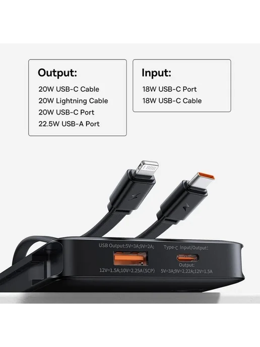 Baseus Power Bank внешний аккумулятор 10000 мАч 22.5W, 10000 мАч, 22,5 Вт, фото 7