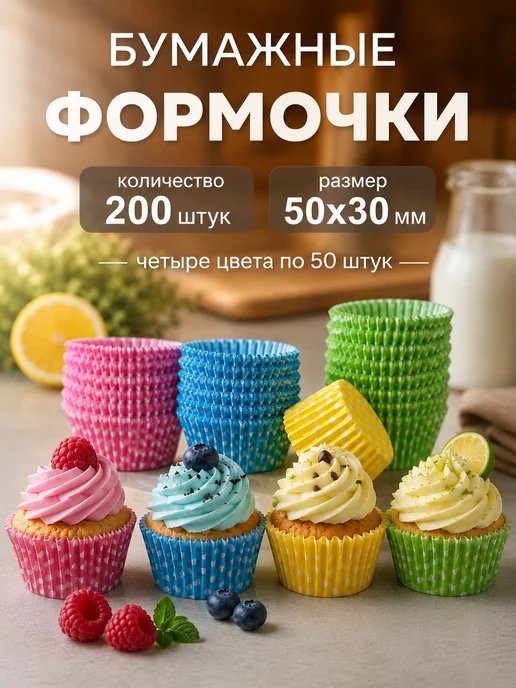 IG Pack Одноразовая бумажная форма для выпечки кексов 50х30мм,200 шт, 200 шт