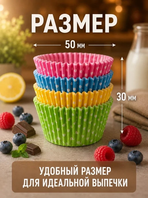 IG Pack Одноразовая бумажная форма для выпечки кексов 50х30мм,200 шт, 200 шт, фото 3