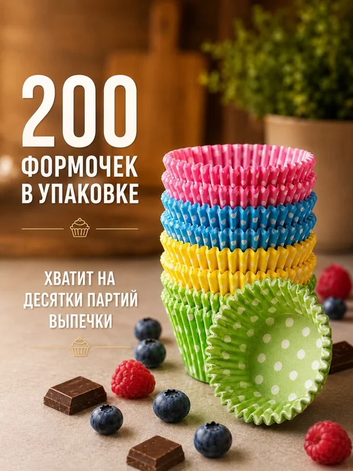 IG Pack Одноразовая бумажная форма для выпечки кексов 50х30мм,200 шт, 200 шт, фото 4