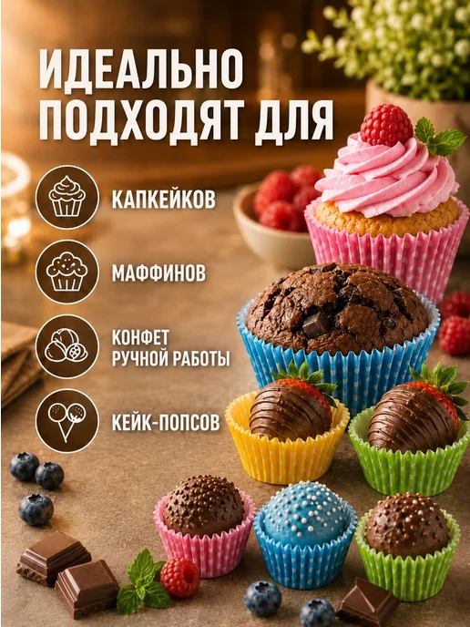 IG Pack Одноразовая бумажная форма для выпечки кексов 50х30мм,200 шт, 200 шт, фото 5