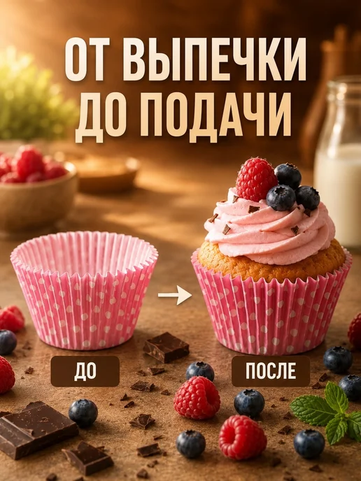 IG Pack Одноразовая бумажная форма для выпечки кексов 50х30мм,200 шт, 200 шт, фото 6