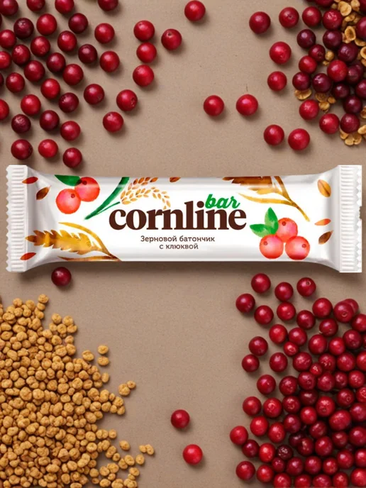 KDV Злаковые батончики Cornline, зерновой с клюквой, 18 шт по 30 гр, 18 шт, 30 г, фото 2