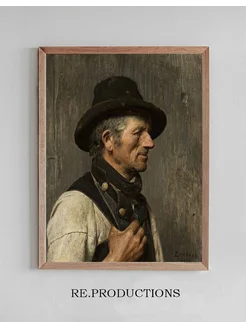 Постер Portrait of a peasant in a hat - Franz von Lenbach