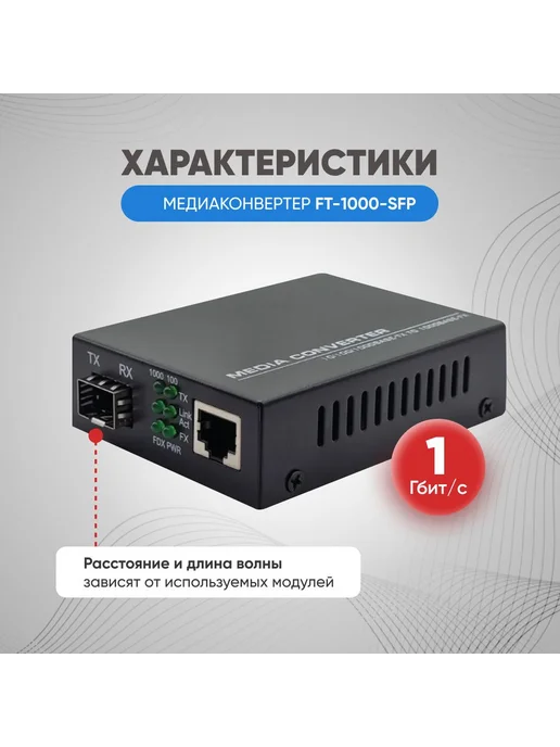FIBO Набор медиаконвертеров с SFP модулями для интернета 2 шт, 2 шт, фото 3