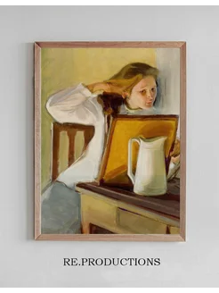 Постер Girl Straightening Her Hair - Magnus Enckell