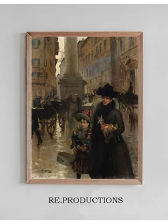 Постер Piazza Santa Trinità - Vittorio Matteo Corcos