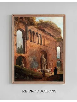 Постер Roman ruins with laundresses - Hubert Robert