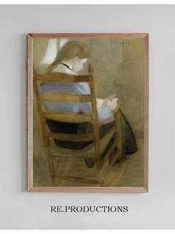 Постер Girl Reading (Seated Girl) - Helene Schjerfbeck