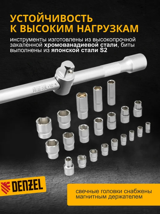 DENZEL Набор инструментов для автомобиля 64 предмета 15801, 64 шт, фото 3