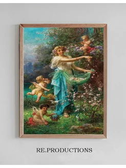 Постер An Allegory of Spring with Cupid - Hans Zatzka