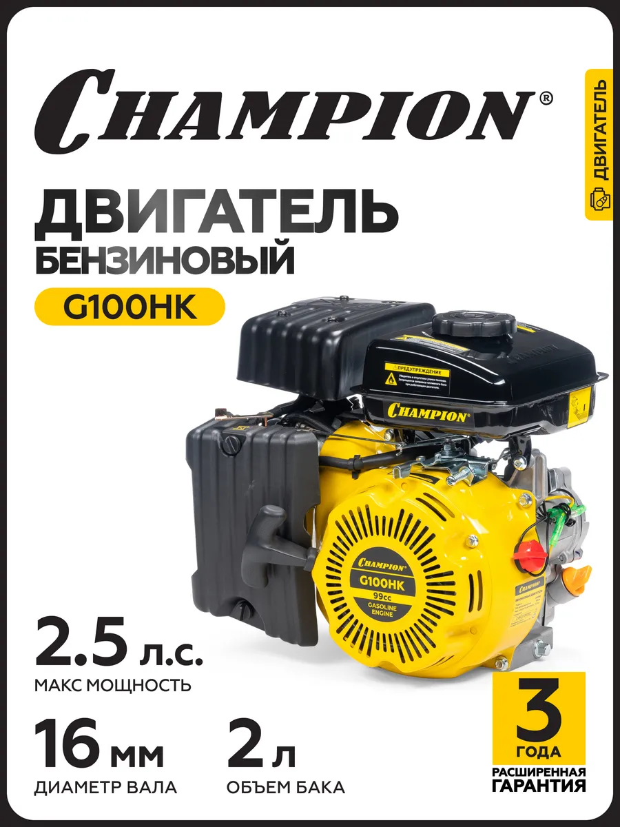 Двигатель для садовой техники G100HK 2,5 л.с. шпонка
