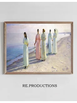 Постер A stroll on the beach - Michael Ancher