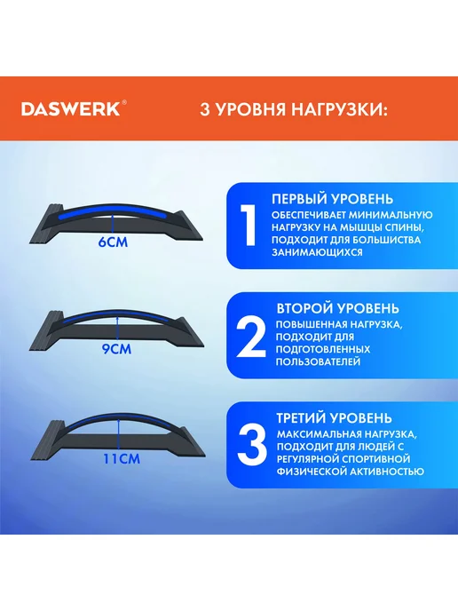 DASWERK Тренажер массажер для спины мостик для растяжки, синий, фото 3