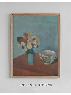 Постер Vase with flowers and cup - Emile Bernard