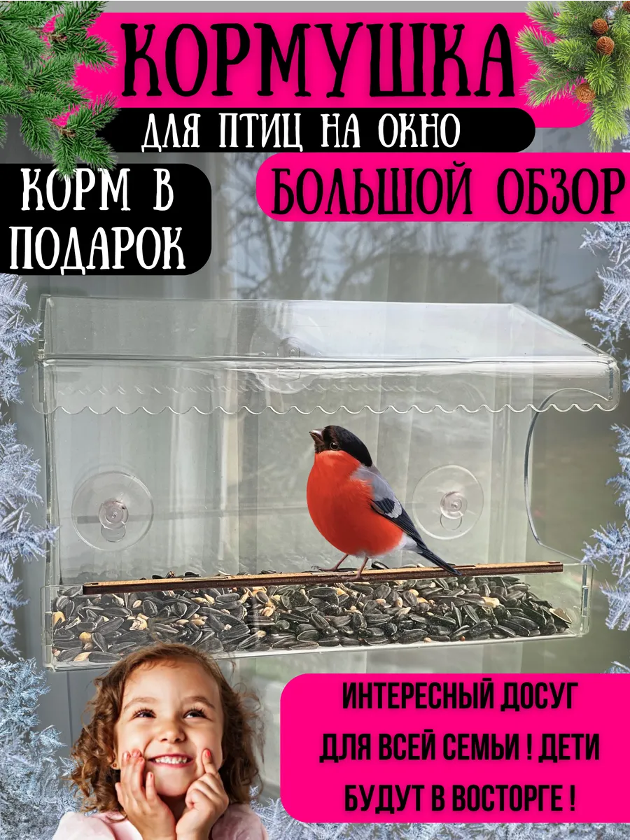 Кормушка для птиц на окно уличная прозрачная