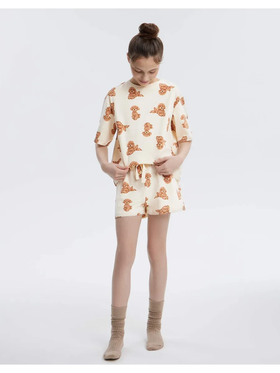 Бежевая пижама oversize с...