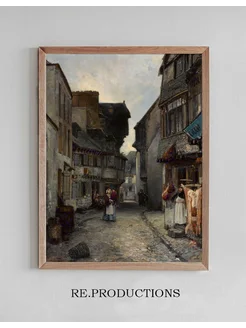 Постер A street in Landerneau - Johan Barthold Jongkind