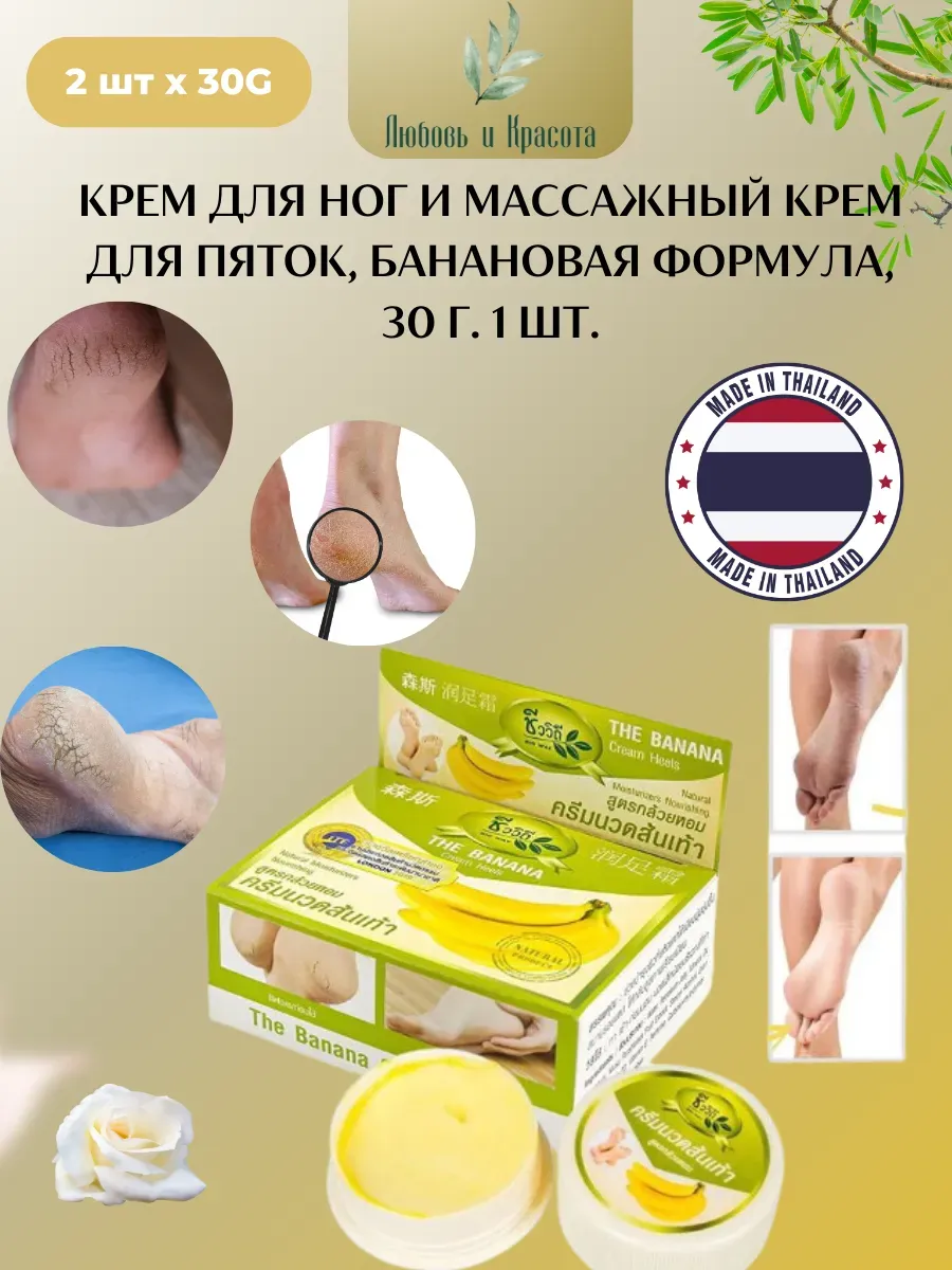 Крем от трещин на пятках ног, рук от сухости 2штx 30г